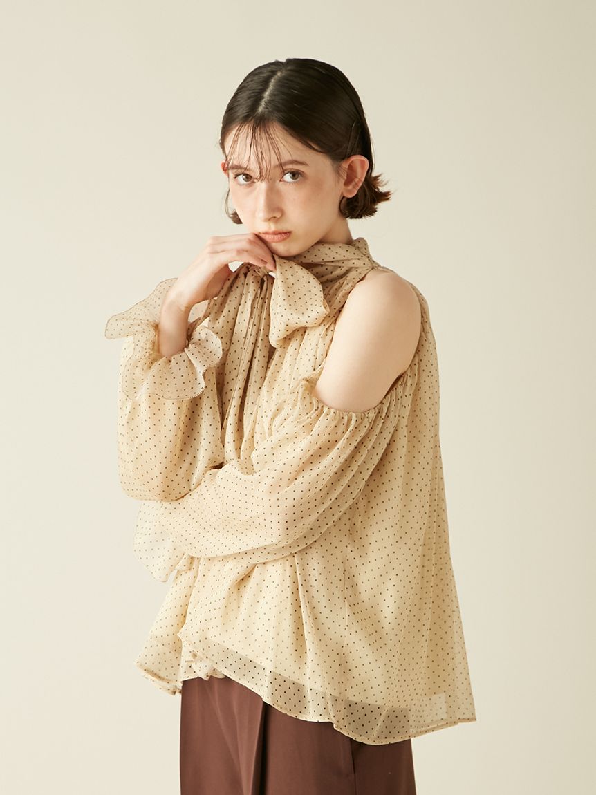 リリーブラウン WEB限定カラー】ドレープボウタイシフォンブラウス(シャツ