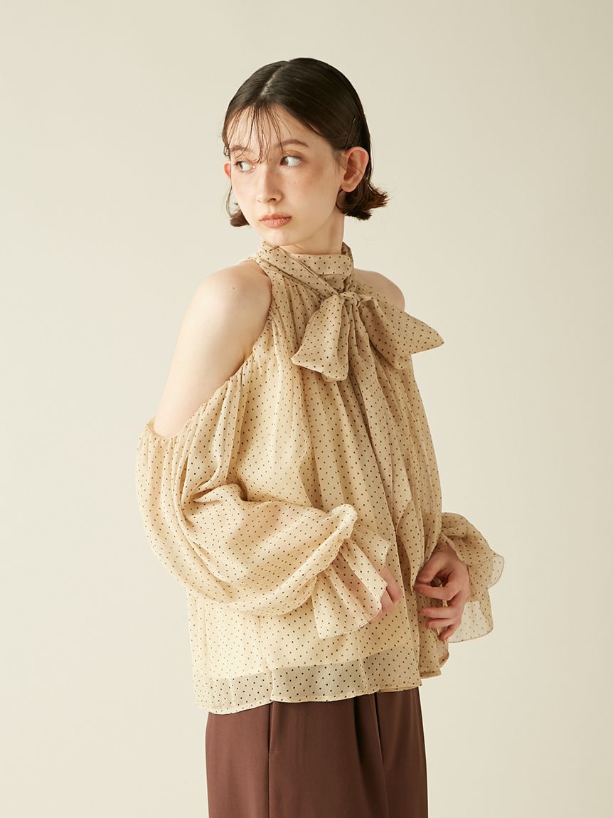 WEB限定カラー】ドレープボウタイシフォンブラウス(シャツ