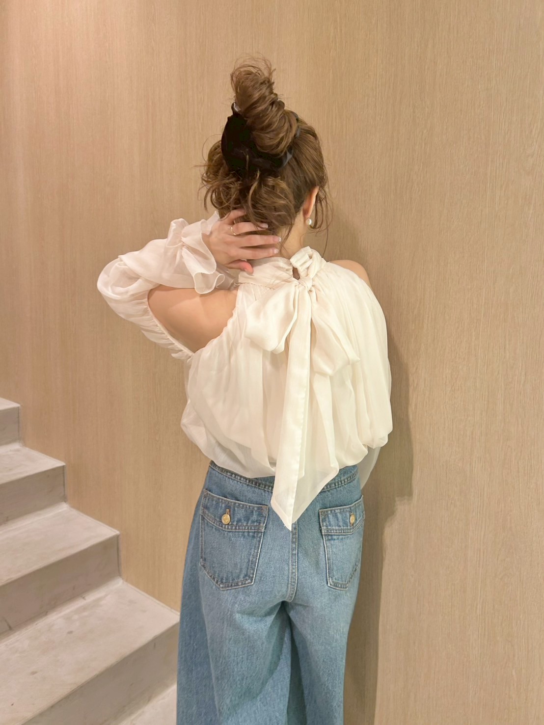 WEB限定カラー】ドレープボウタイシフォンブラウス(シャツ