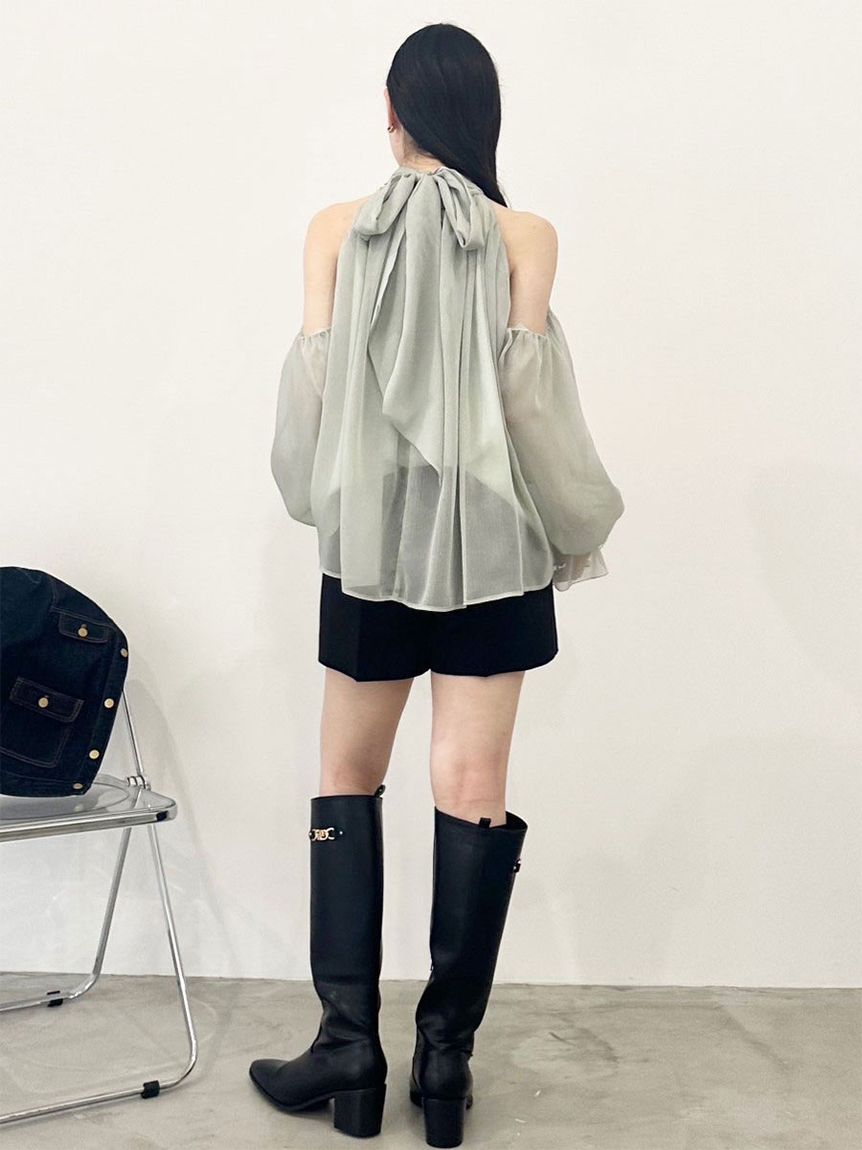 WEB限定カラー】ドレープボウタイシフォンブラウス(シャツ