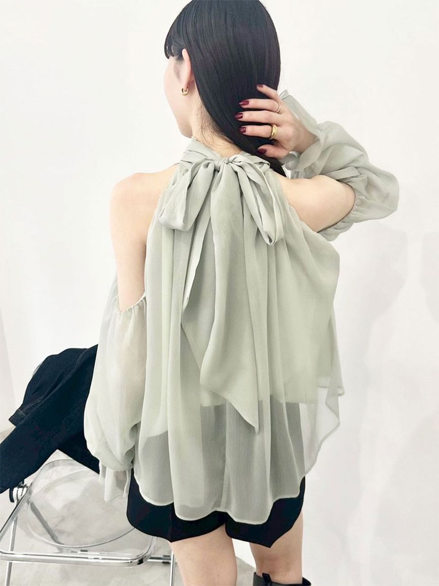 【新品】LILY BROWN ブラウス WEB限定カラー】ドレープボウタイシフォンブラウス(シャツ