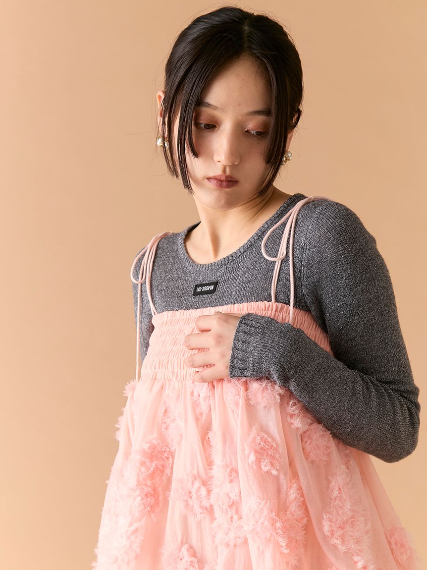 フリンジフラワーマルチウェイチュニック(ミニワンピース)｜ワンピース