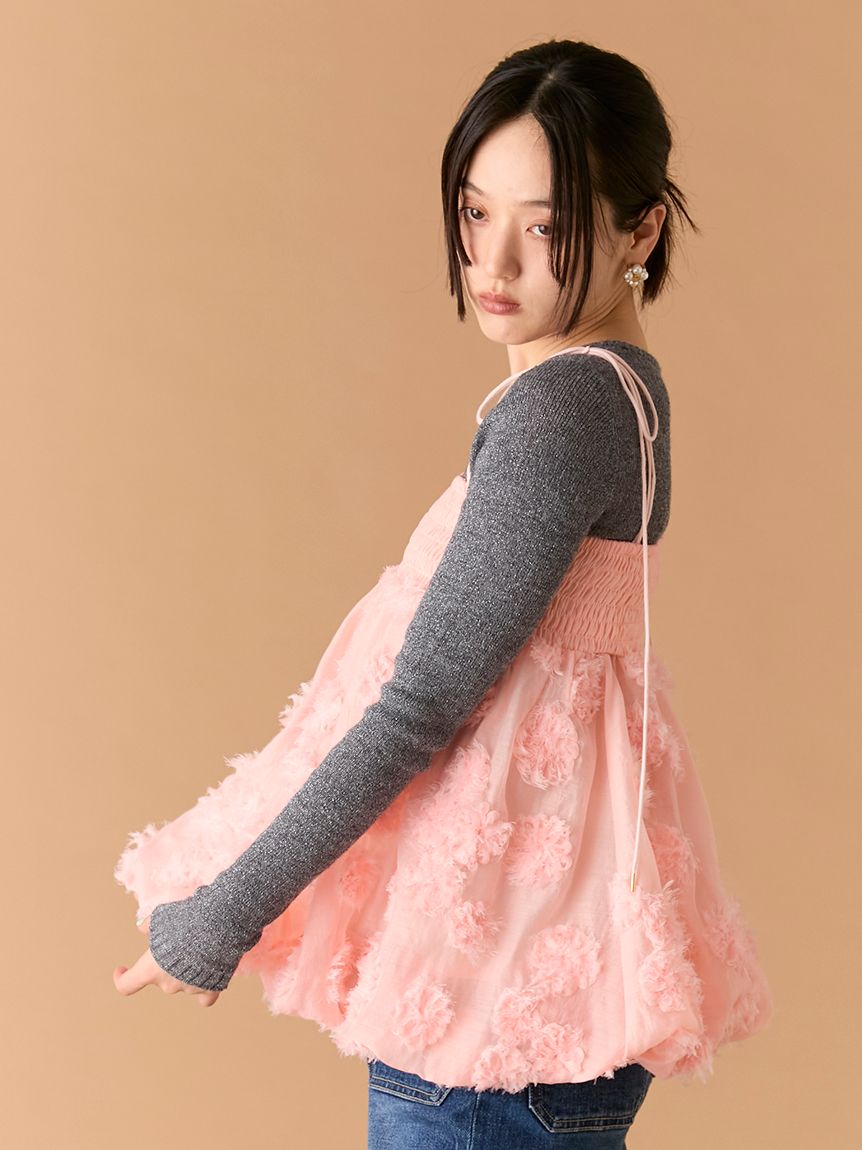 フリンジフラワーマルチウェイチュニック(ミニワンピース