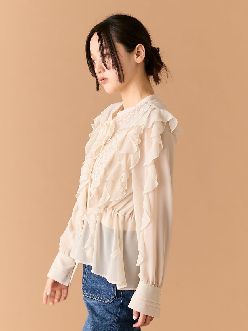 L.B CANDY STOCK]ビジューフリルブラウス(シャツ・ブラウス)｜トップス