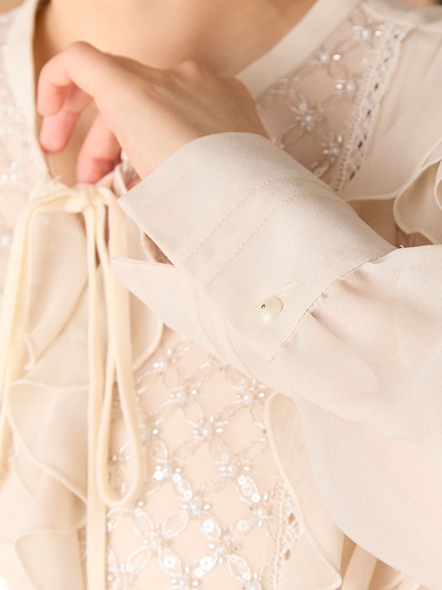 L.B CANDY STOCK]ビジューフリルブラウス(シャツ・ブラウス)｜トップス