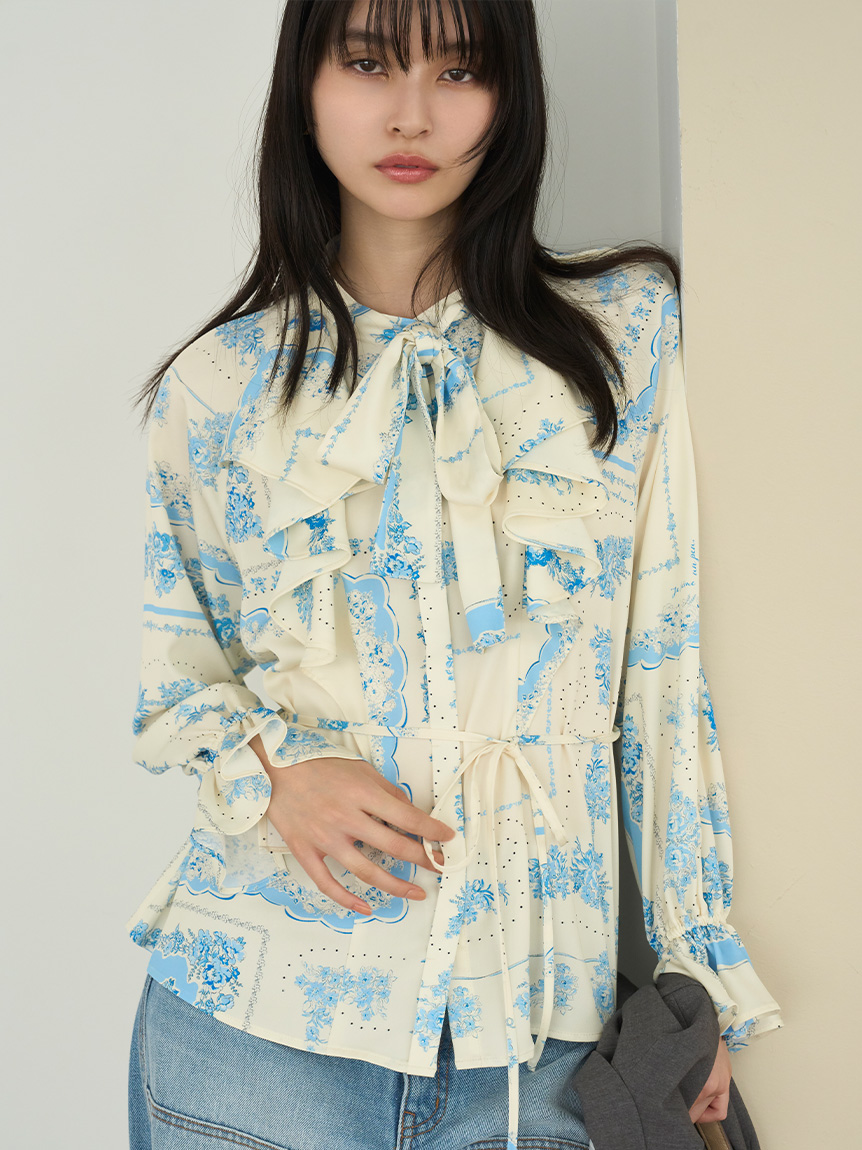 スカーフプリントボウタイブラウス(シャツ・ブラウス)｜トップス｜LILY