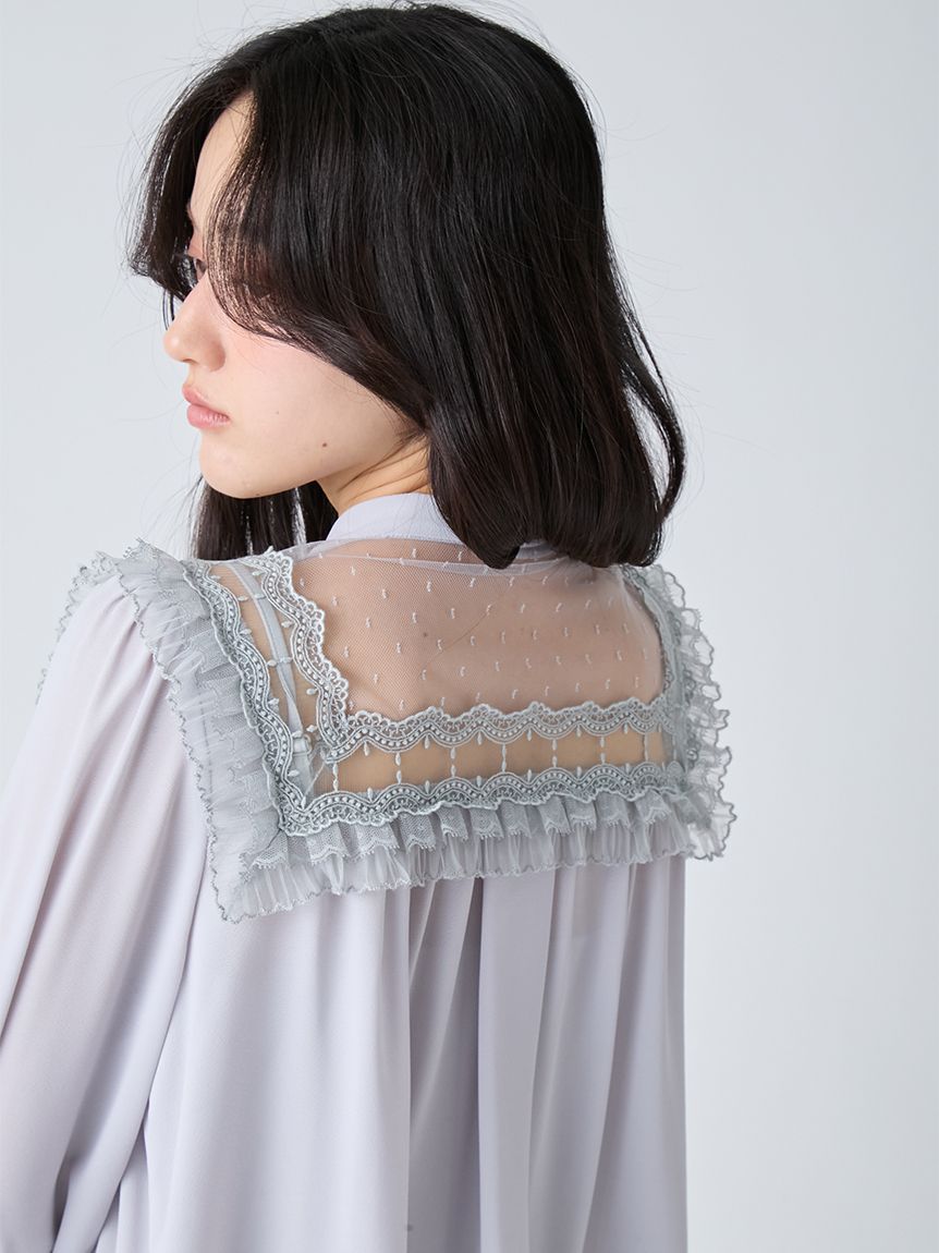 古着 美品 Lily Brown リリーブラウン 24SS 長袖 リボンタイ ブラウス F アイボリー LWFB244125 レディース ヴィンテージライクボウタイブラウス(シャツ・ブラウス)｜トップス