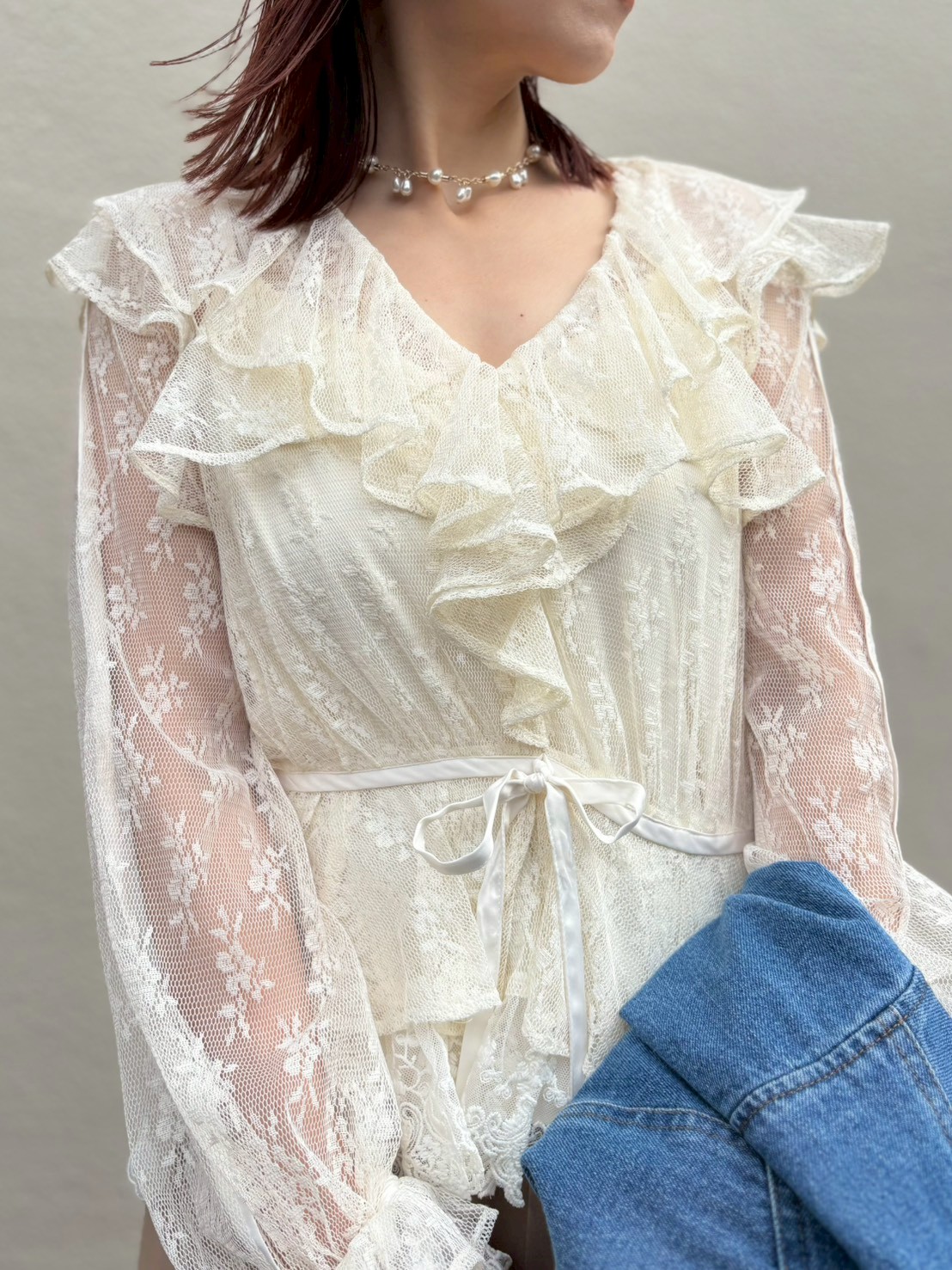 ラッフルレースリボントップス(シャツ・ブラウス)｜トップス｜LILY