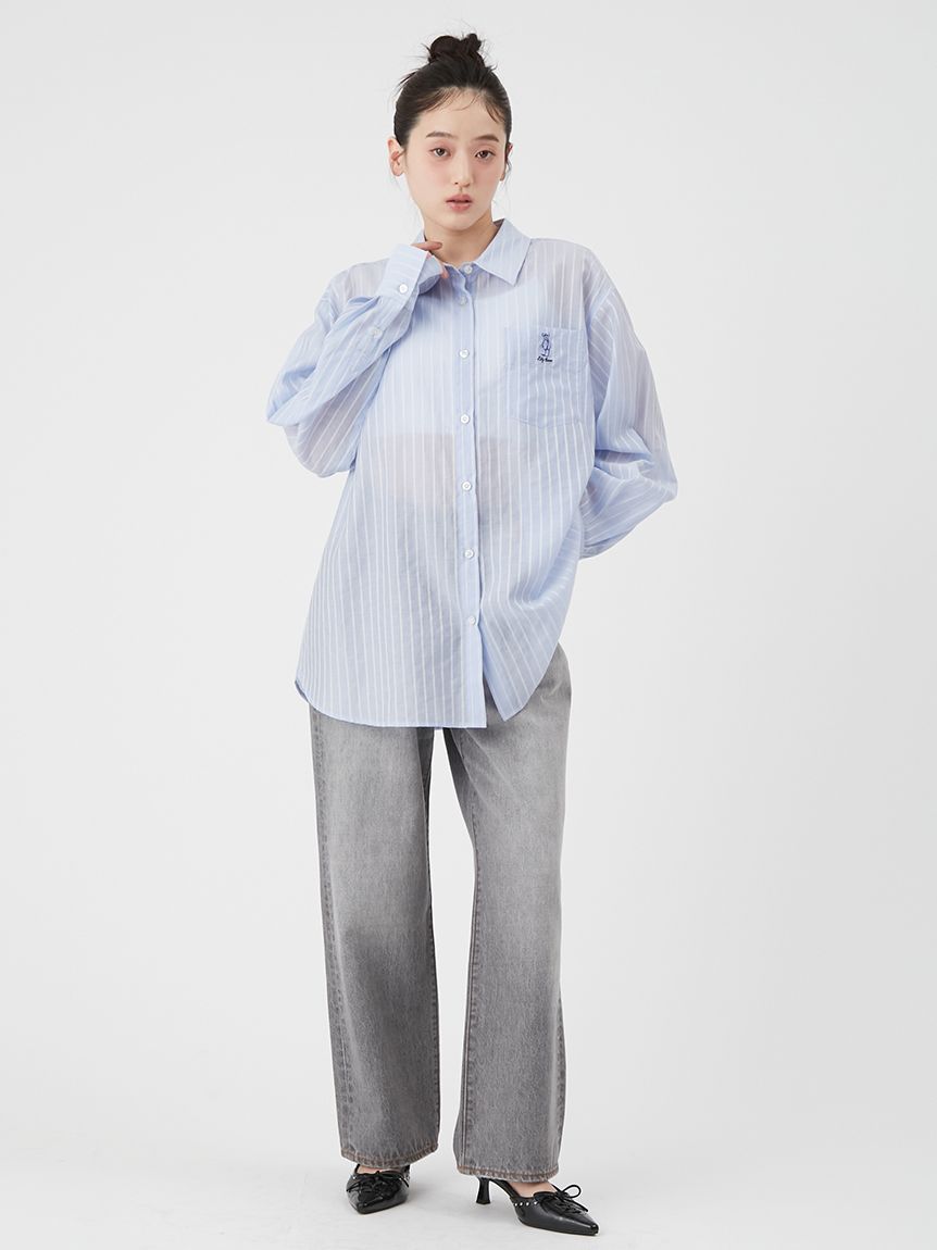 PUI  lip 柄シアーシャツ tiptop+pocket ティップトッププラスポケット / [新色登場] シアー