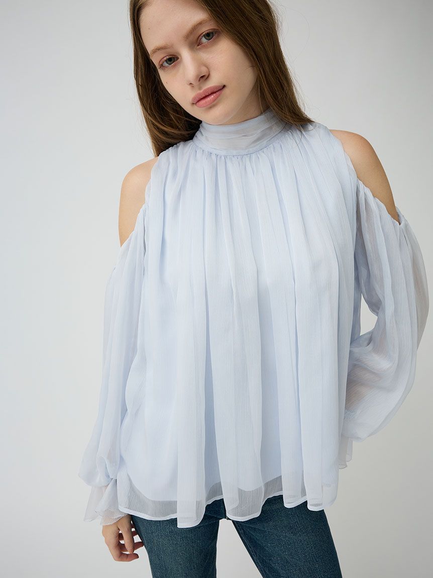 極美品　OHGA CHIFFON シフォン　ブラウス アイボリーアイボリー ドレープボウタイシフォンブラウス(シャツ・ブラウス)｜トップス｜LILY