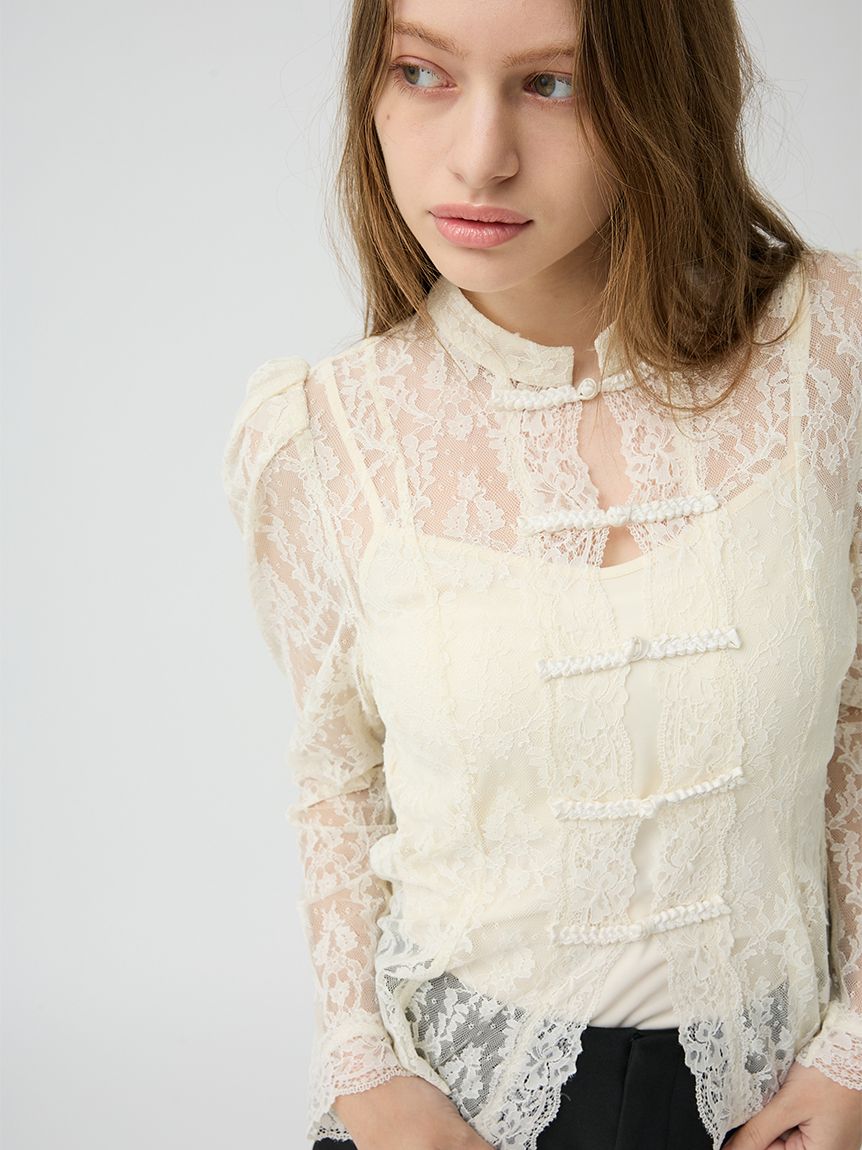 チャイナレースペプラムブラウス(シャツ・ブラウス)｜TOPS｜LILY BROWN 