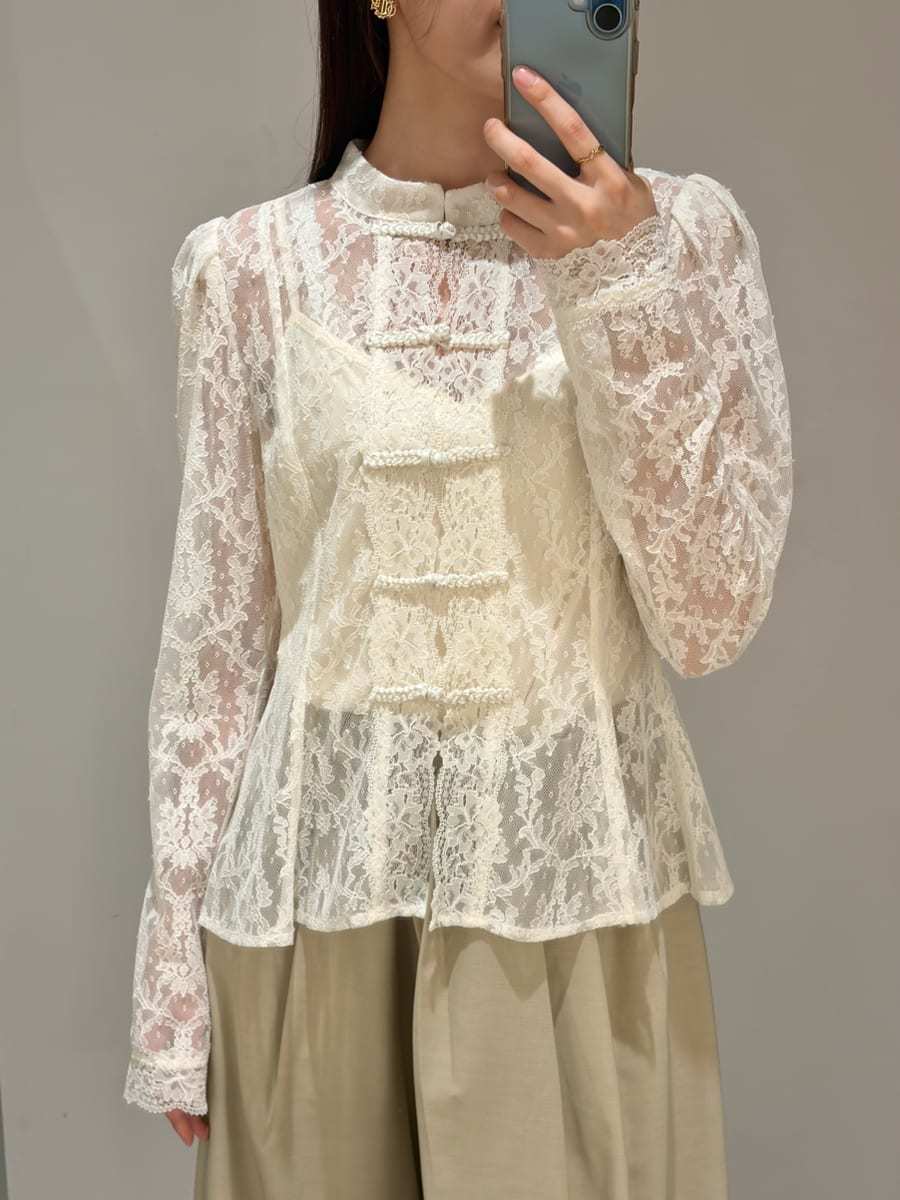 チャイナレースペプラムブラウス(シャツ・ブラウス)｜トップス｜LILY 