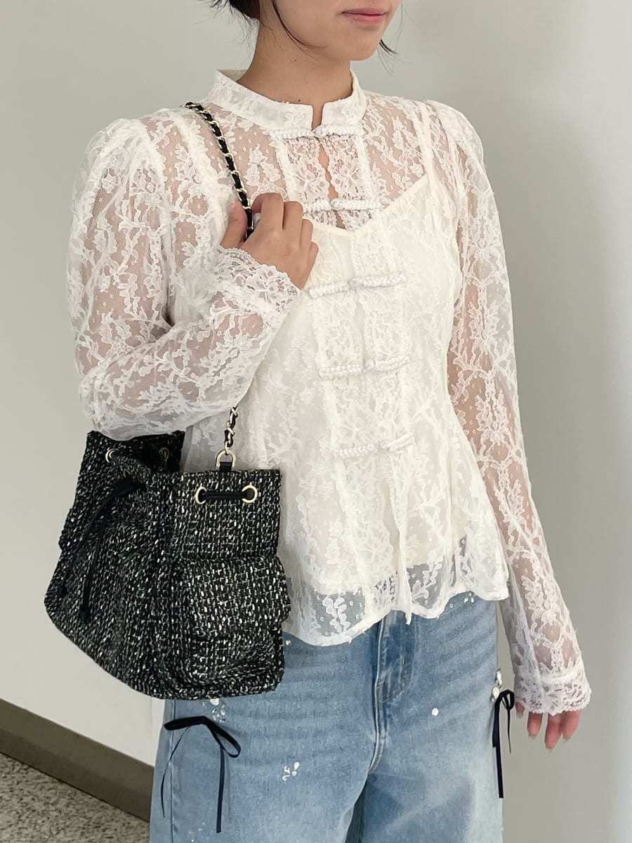 チャイナレースペプラムブラウス(シャツ・ブラウス)｜TOPS｜LILY BROWN