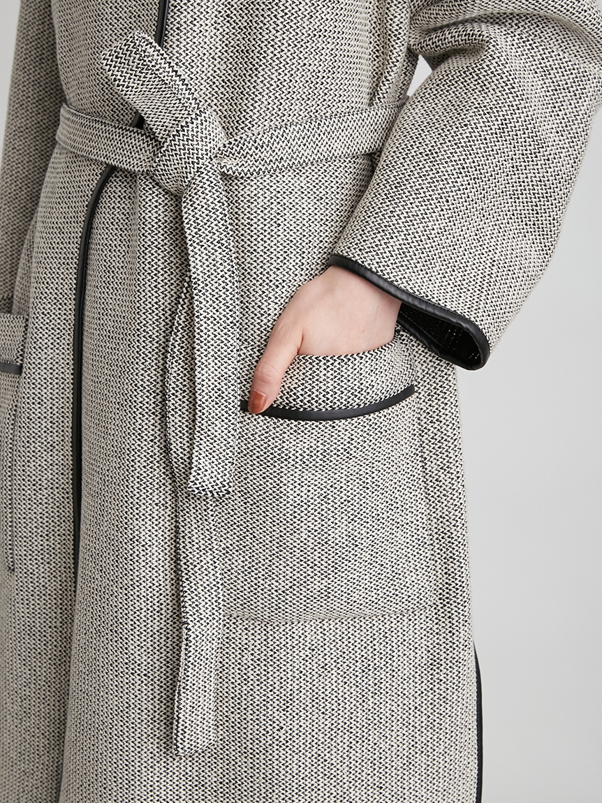 送料関税無料 F Blk レディース Lwfc 合皮パイピングコート リリーブラウン Brown リリーブラウン Lily コート アウター Knowledge21 Com