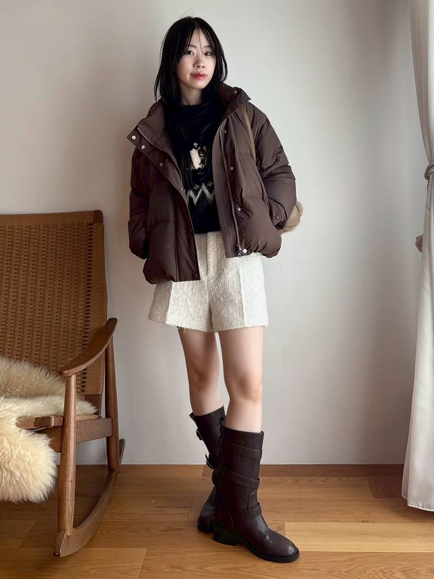 LILYBROWN リリーブラウン Recycleボウタイリボンダウンジャケット LILY BROWN（リリーブラウン）の「ボウタイ付きRecycleダウン