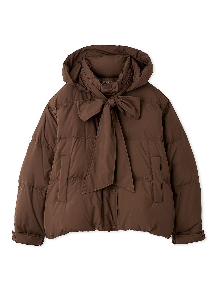 リリーブラウン　Recycleダウンジャケット ボウタイ リボン ブラック LILY BROWN（リリーブラウン）の「ボウタイ付きRecycleダウン