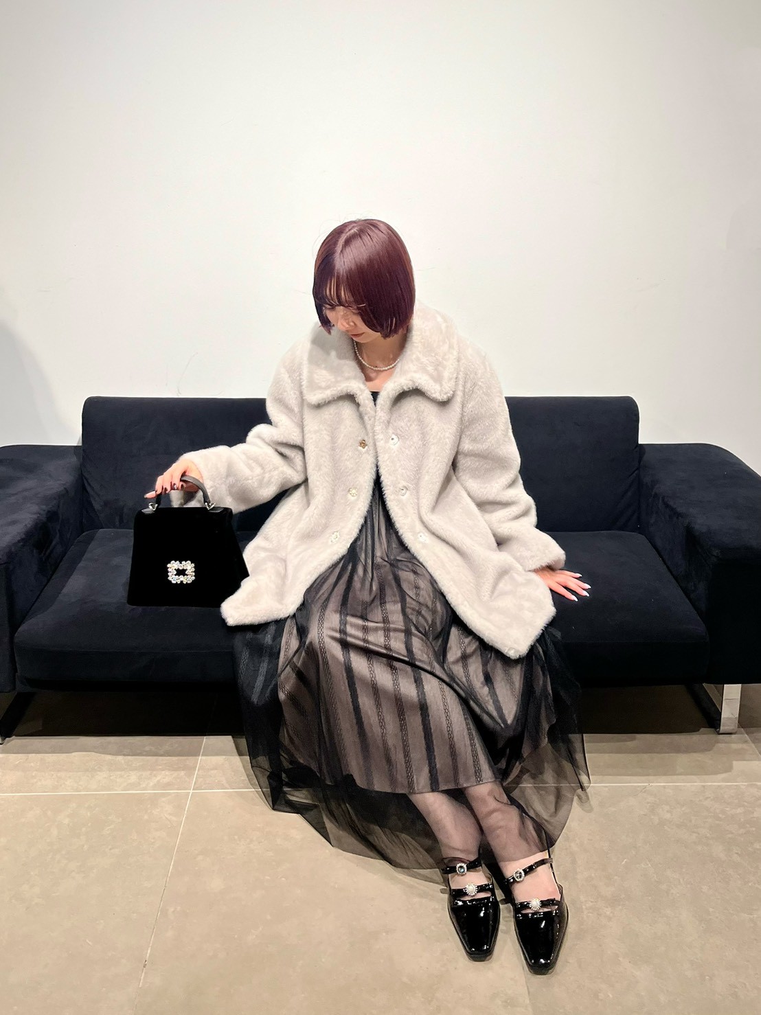 限定カラー】【LILY BROWN×MARY QUANT】デイジービジュー釦ファー