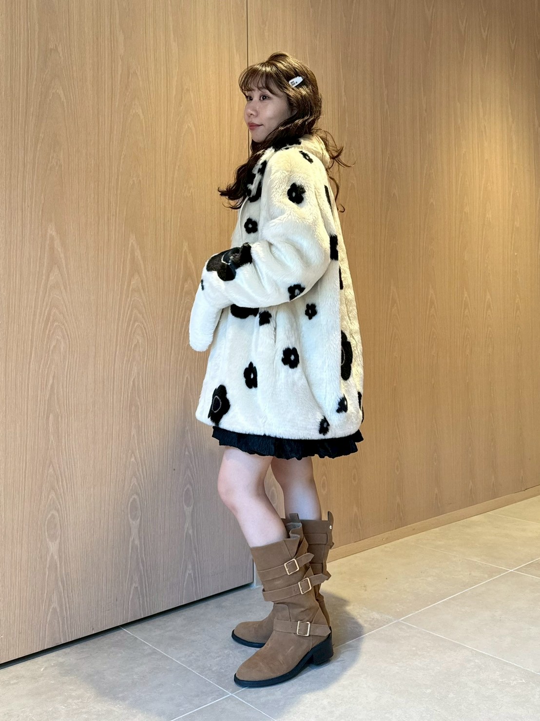 LILY BROWN×MARY QUANT】デイジービジュー釦ファーコート