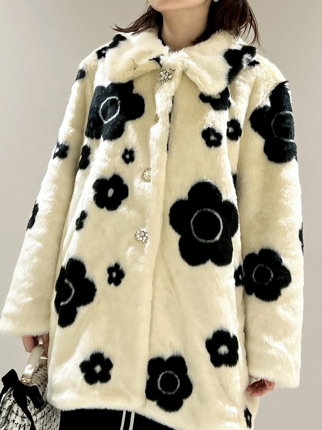 LILY BROWN×MARY QUANT】デイジービジュー釦ファーコート