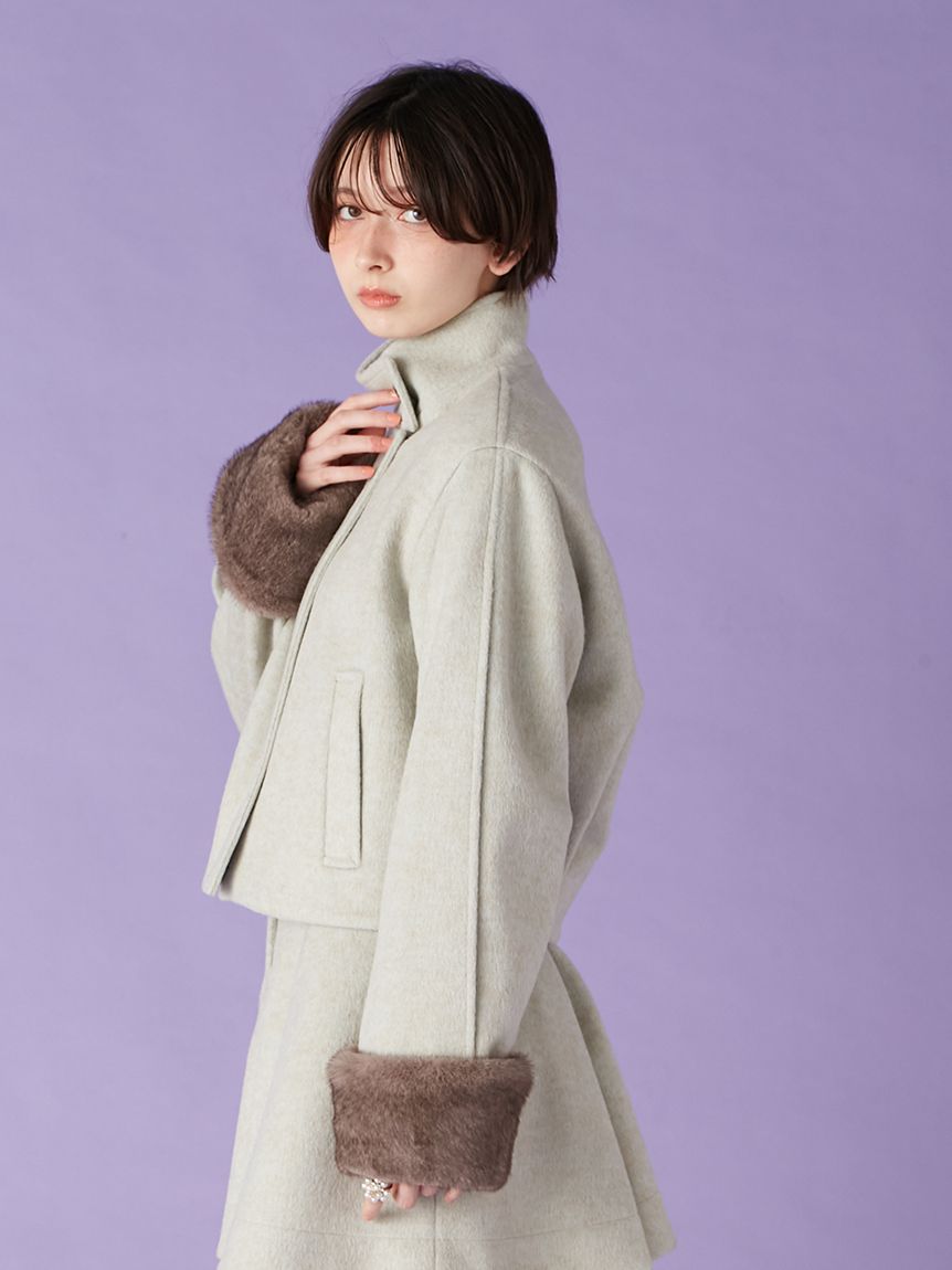 美品✩2way✩ミンク✩ラパン✩襟と袖口が素敵✩ファーコート 袖ファー2wayコート(コート)｜アウター｜LILY BROWN（リリーブラウン