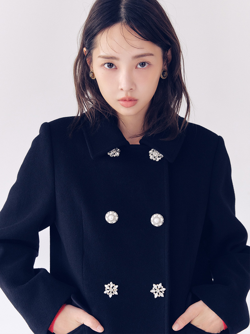 ビジューダブルショートコート　LILYBROWN キャンディーストック リリーブラウン LILY BROWN [L.B CANDY STOCK]ビジューダブル