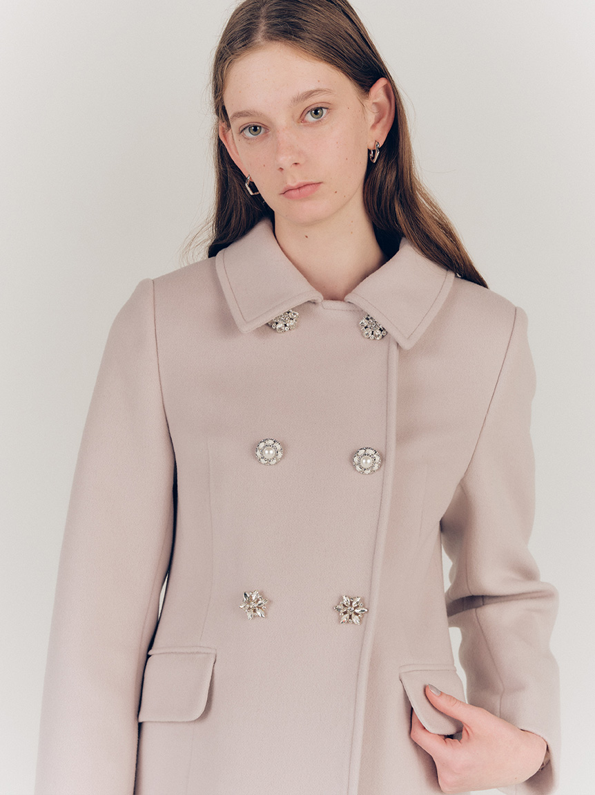 Lily Brown ハーフコート ダブルブレストコート ホワイト Lily Brown ハーフコート ダブルブレストコート ホワイト Lily