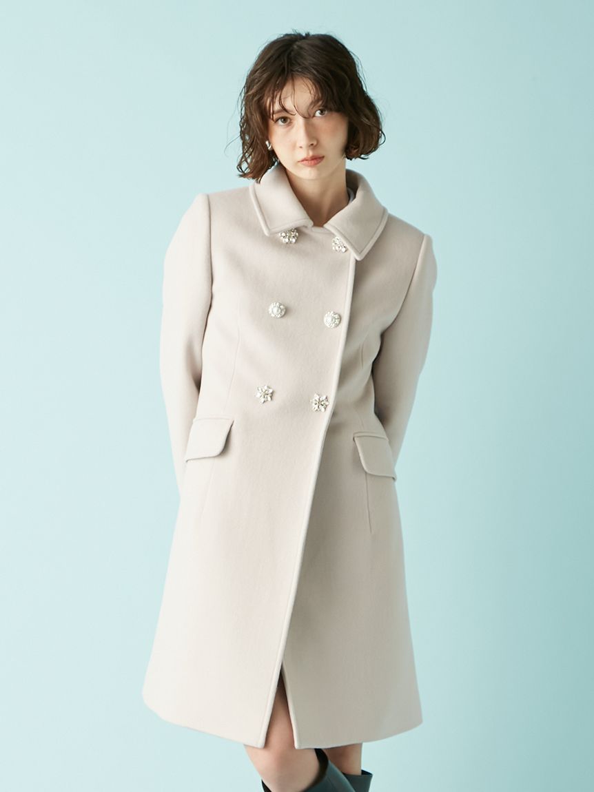 Lily Brown ハーフコート ダブルブレストコート ホワイト オフィシャル・MASHアプリ限定カラー】[L.B CANDY STOCK]ダブル