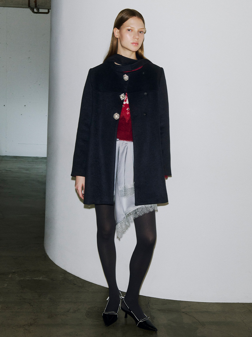 【限定値下げ！】L.B CANDY STOCK Aラインビジューリボンコート WEB限定カラー】[L.B CANDY STOCK]Aラインビジューリボンコート