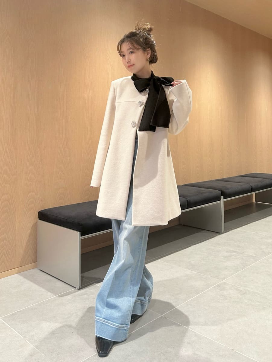 WEB限定カラー】[L.B CANDY STOCK]Aラインビジューリボンコート