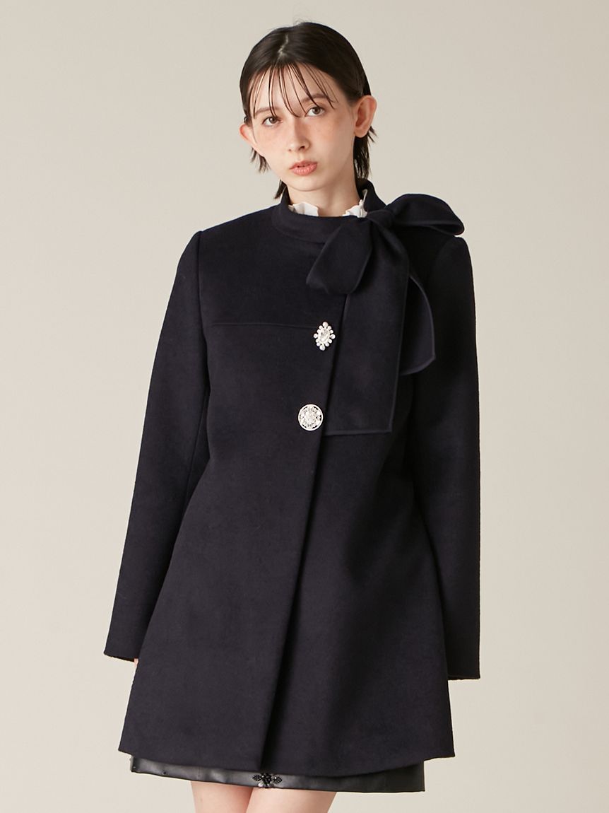 【限定値下げ！】L.B CANDY STOCK Aラインビジューリボンコート WEB限定カラー】[L.B CANDY STOCK]Aラインビジューリボンコート