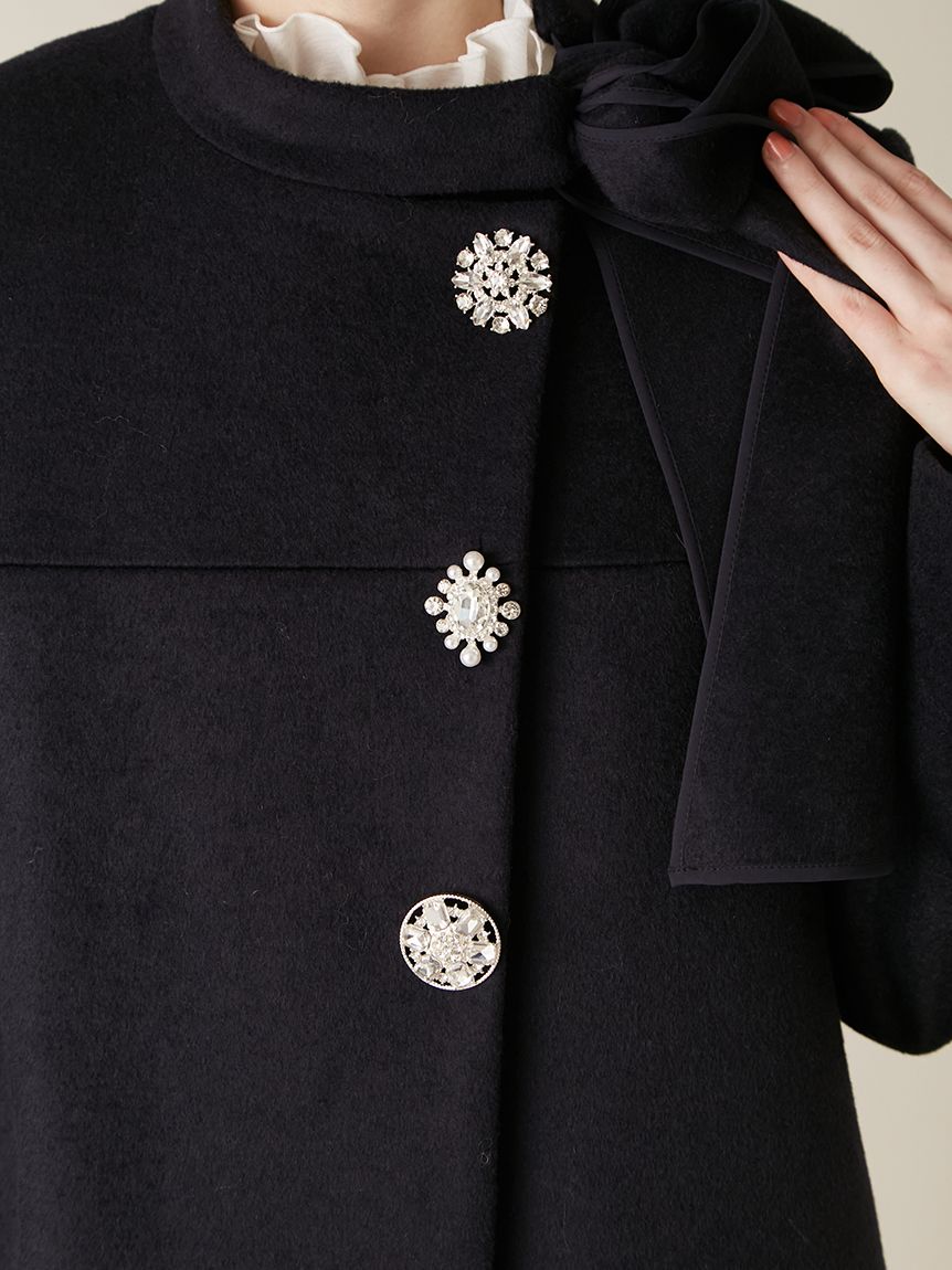 WEB限定カラー】[L.B CANDY STOCK]Aラインビジューリボンコート