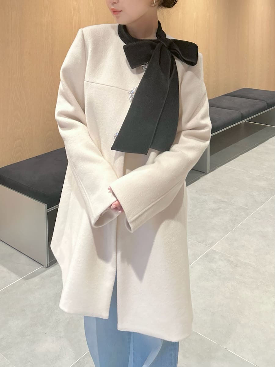 WEB限定カラー】[L.B CANDY STOCK]Aラインビジューリボンコート