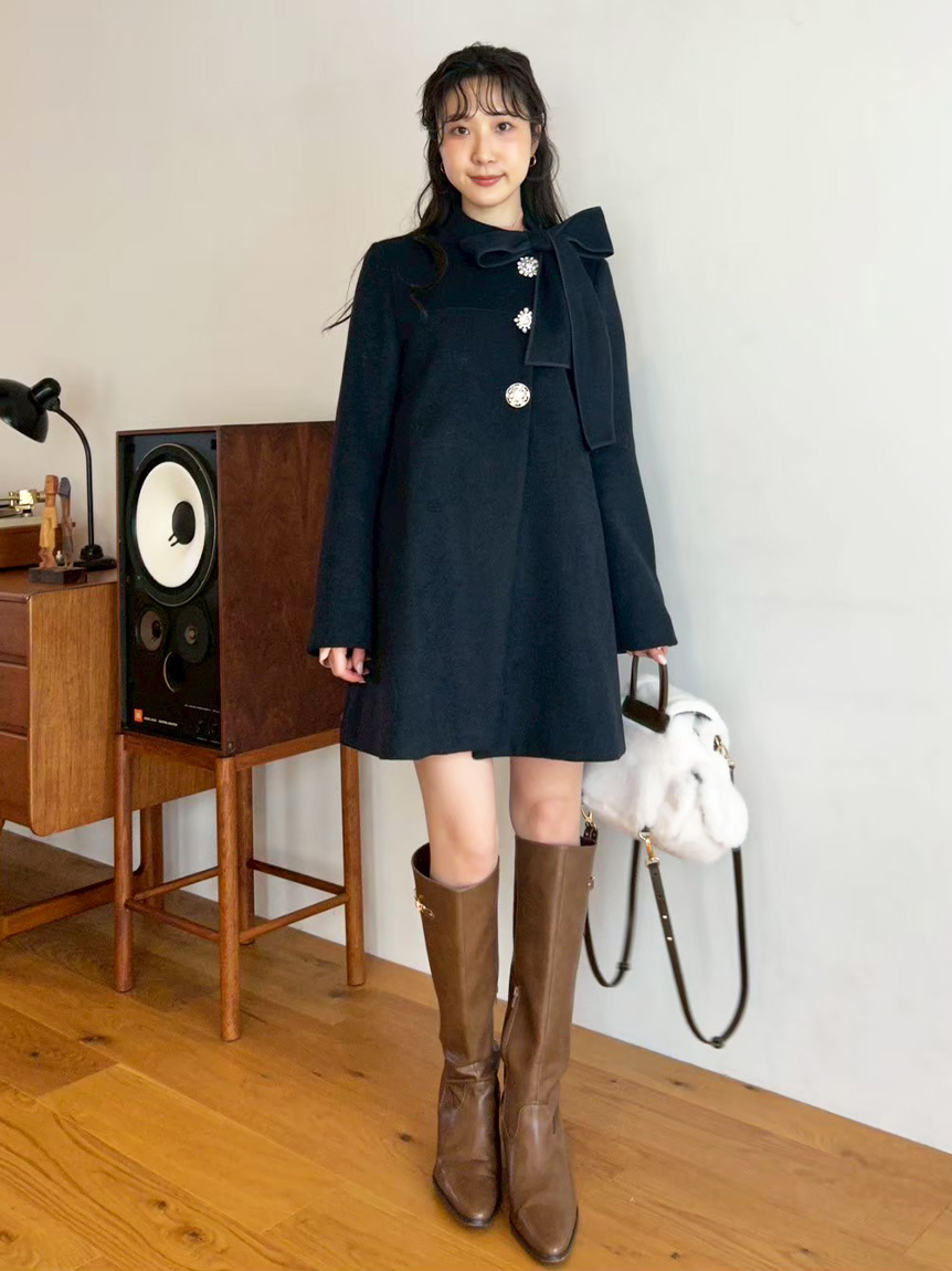 【限定値下げ！】L.B CANDY STOCK Aラインビジューリボンコート WEB限定カラー】[L.B CANDY STOCK]Aラインビジューリボンコート