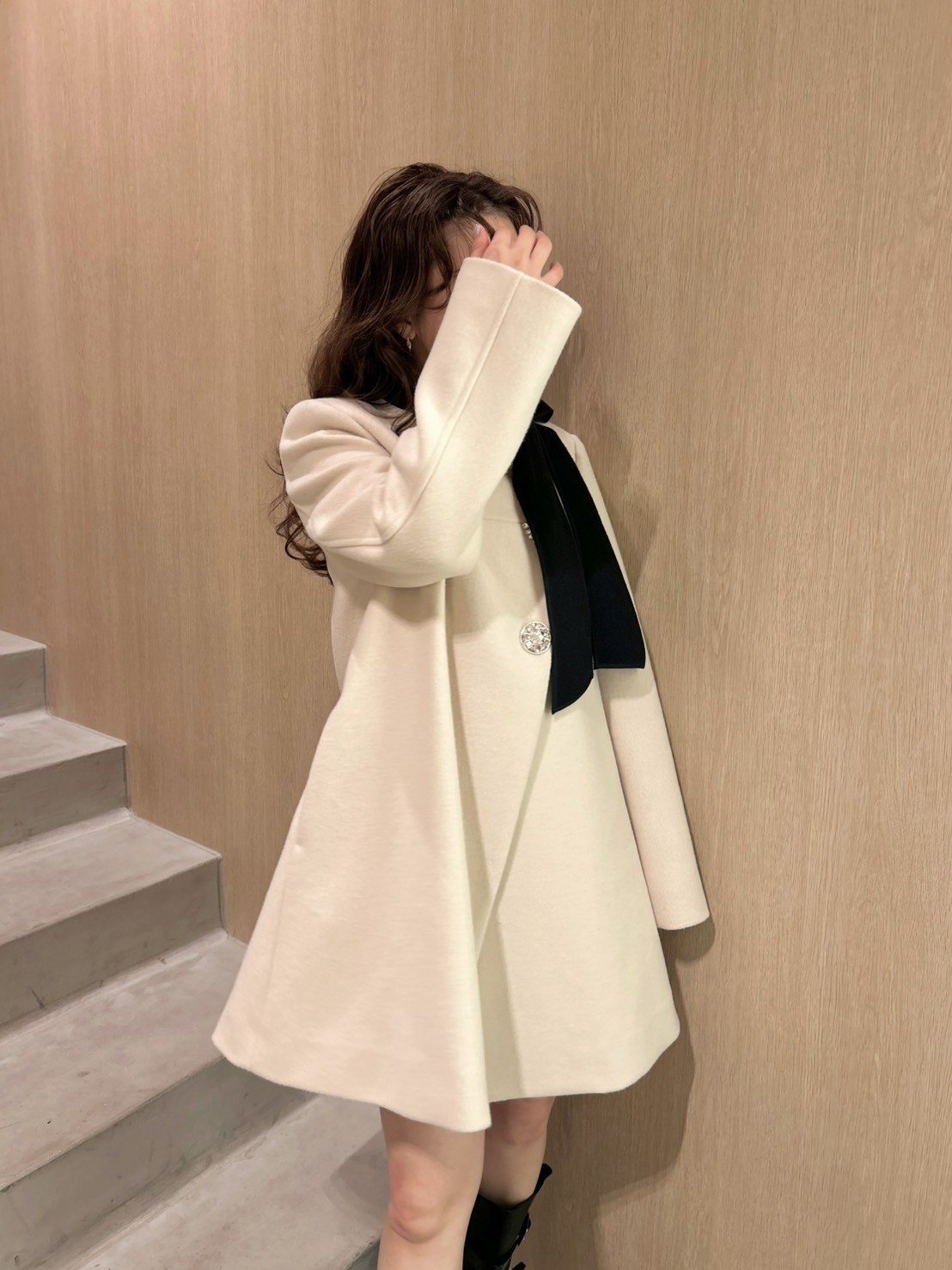 WEB限定カラー】[L.B CANDY STOCK]Aラインビジューリボンコート(コート