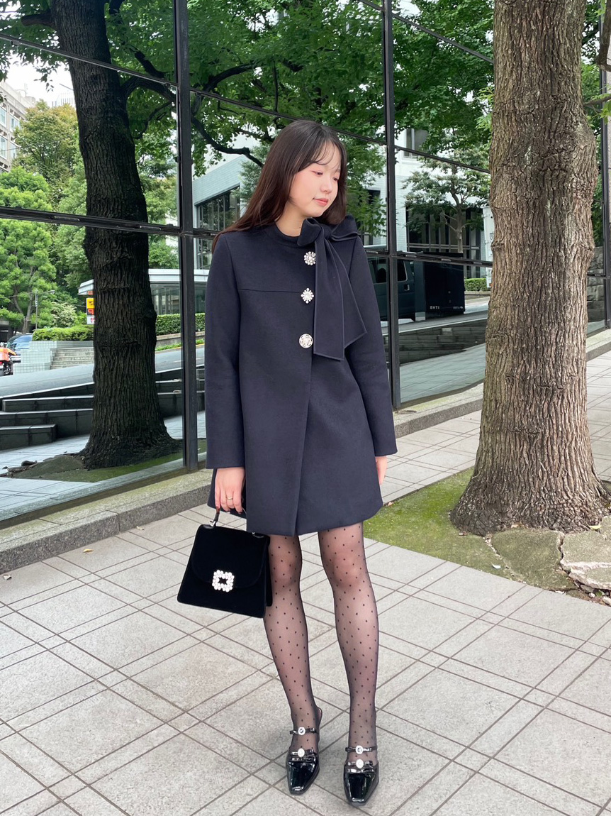 WEB限定カラー】[L.B CANDY STOCK]Aラインビジューリボンコート