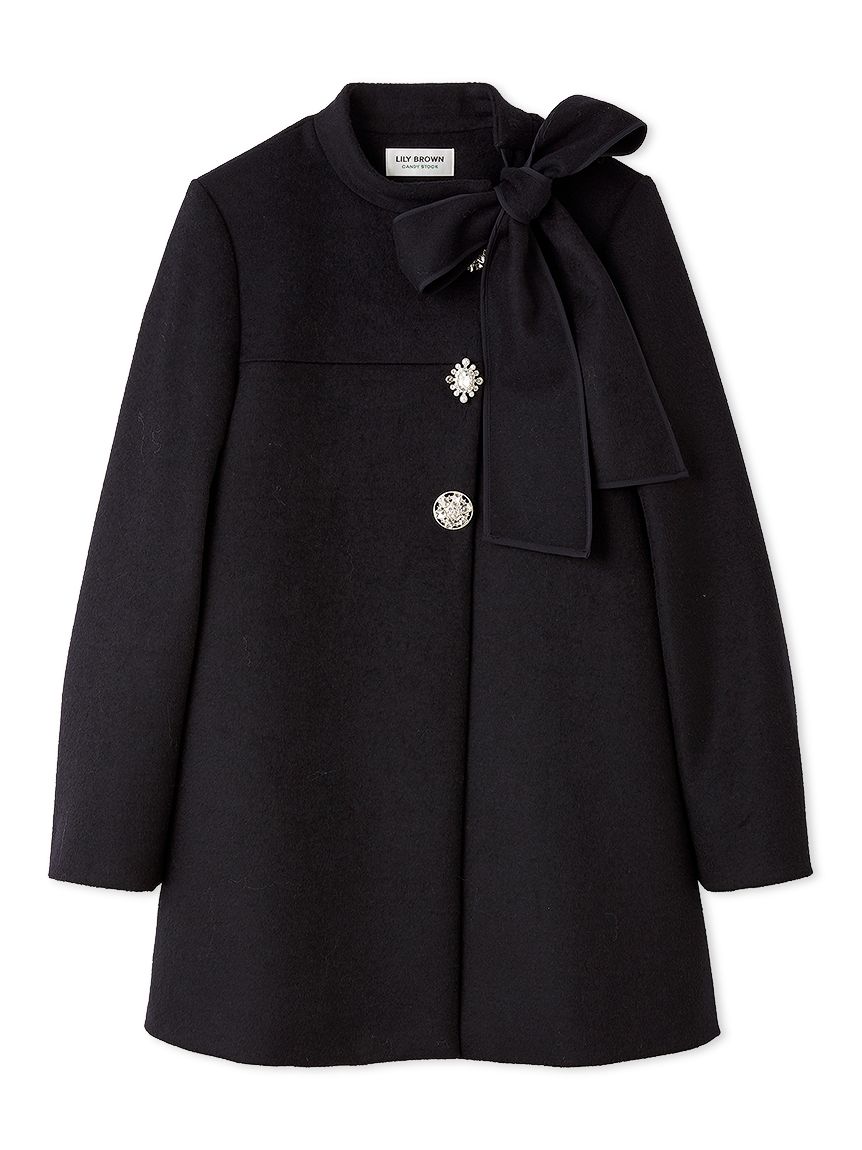 WEB限定カラー】[L.B CANDY STOCK]Aラインビジューリボンコート