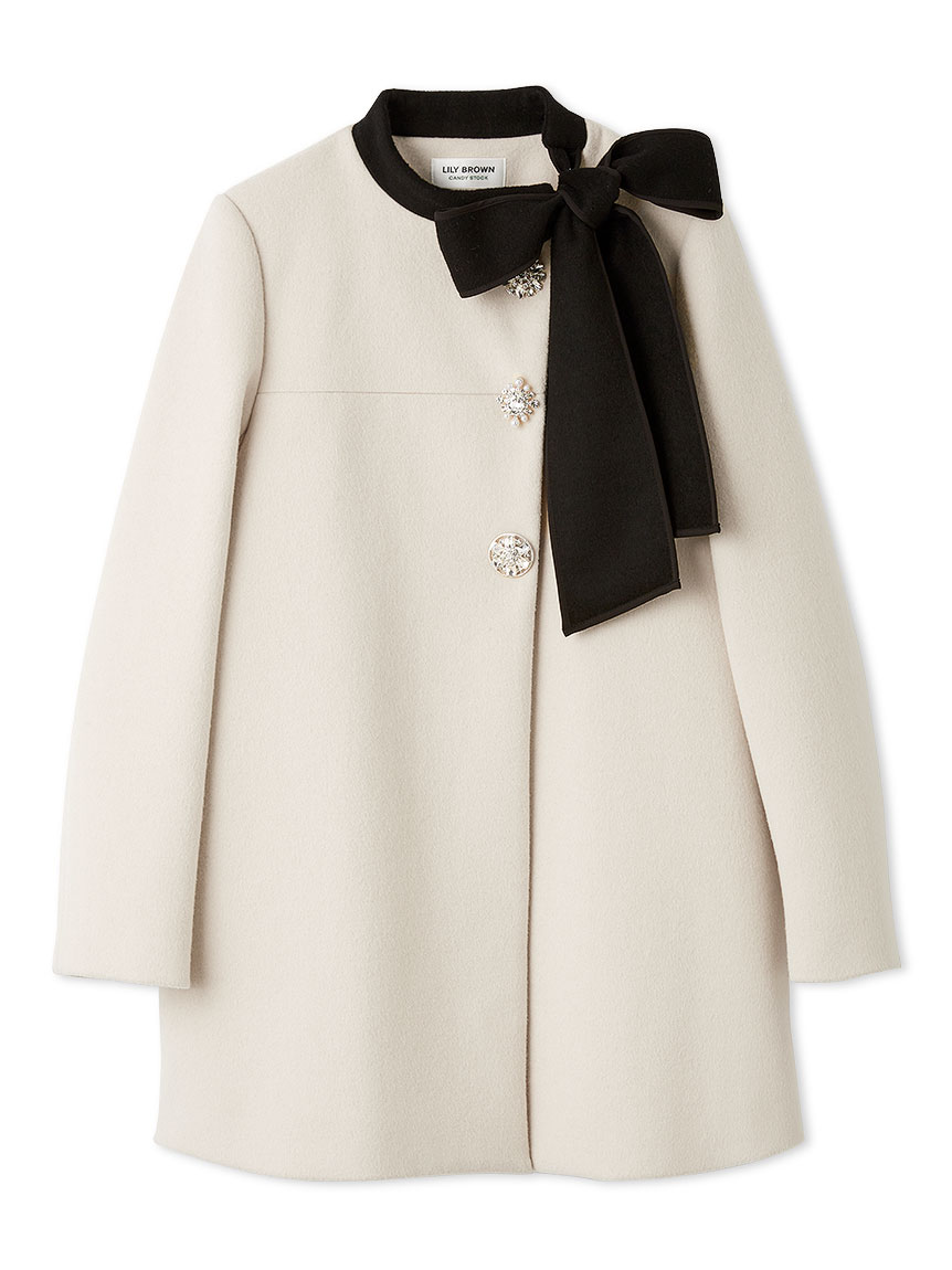 【限定値下げ！】L.B CANDY STOCK Aラインビジューリボンコート WEB限定カラー】[L.B CANDY STOCK]Aラインビジューリボンコート