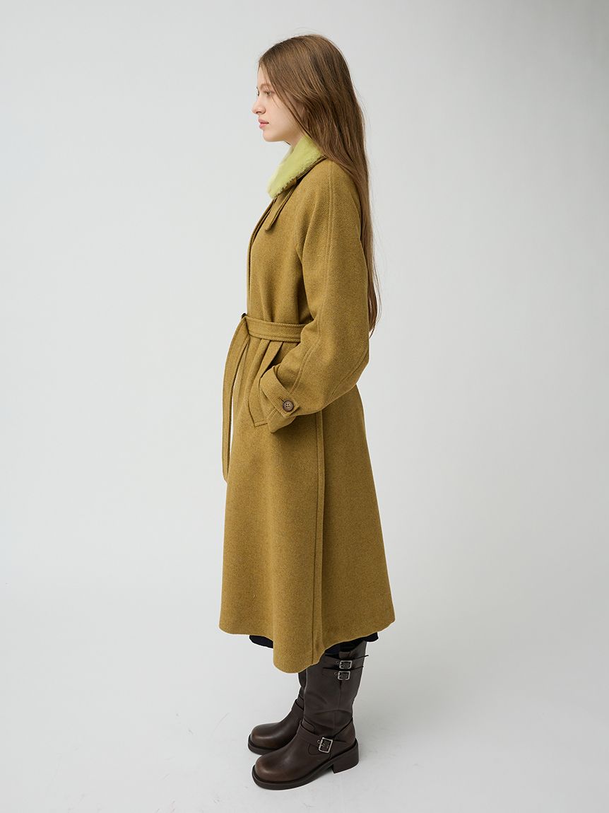 ファーカラーウールロングコート(ステンカラーコート)｜OUTER｜LILY