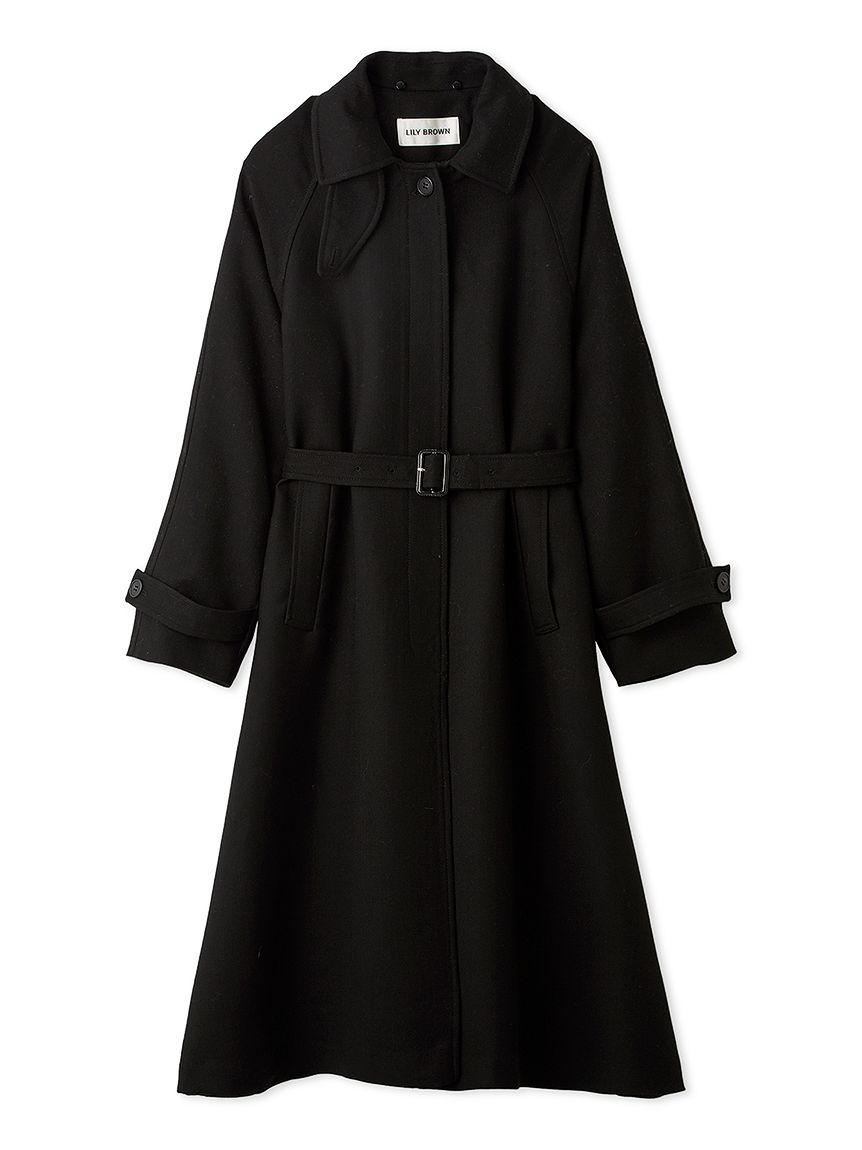 ファーカラーウールロングコート(ステンカラーコート)｜OUTER｜LILY