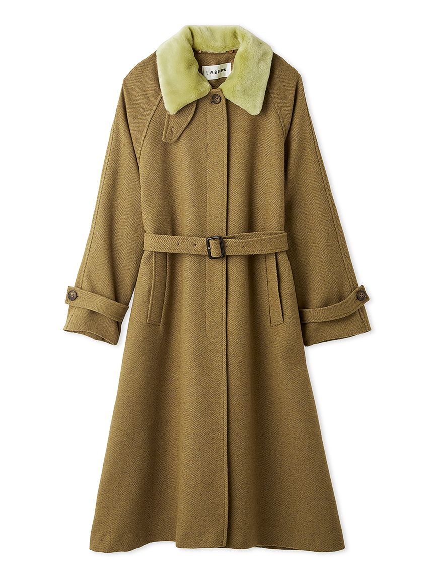 ファーカラーウールロングコート(ステンカラーコート)｜OUTER｜LILY