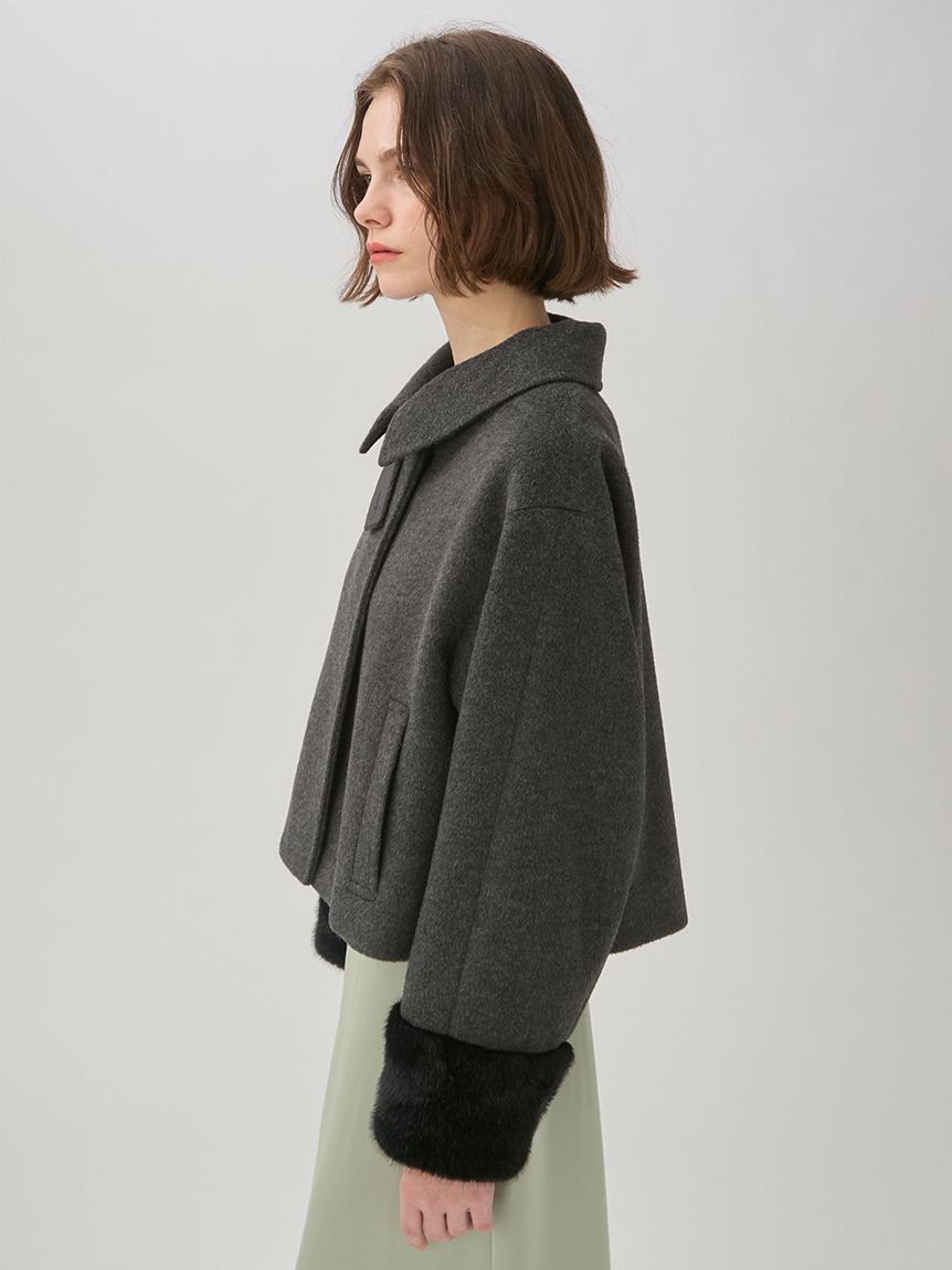 LILYBROWN グレーアウター 2wayステンカラーファーコート(ステンカラーコート)｜OUTER｜LILY