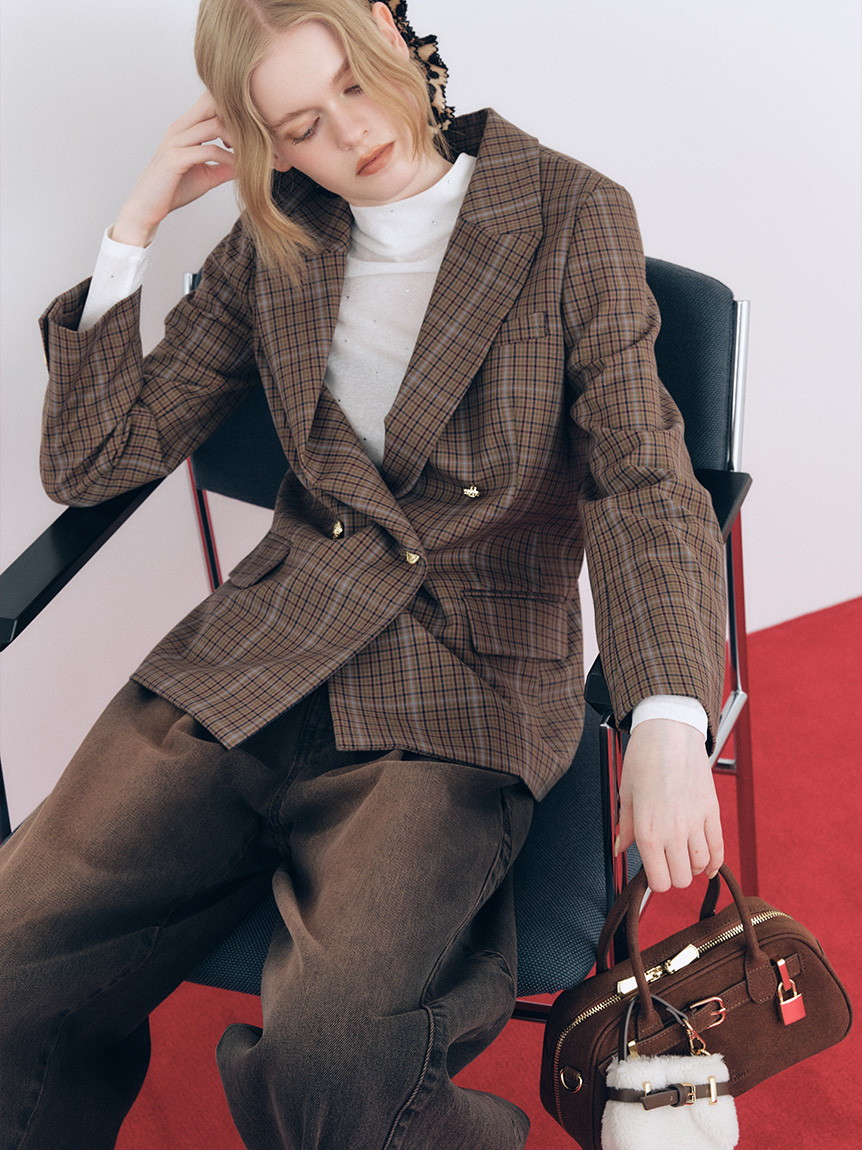 Lily Brown ベージュ ダブルブレストジャケット Lily Brown （リリーブラウン)ダブルブレストジャケット 25秋冬
