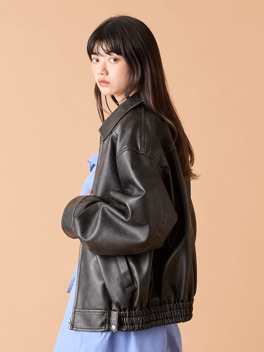 LILY BROWN リリーブラウン　ショート丈レザーブルゾン　ブラック LILY BROWN（リリーブラウン）の「ショート丈レザーブルゾン