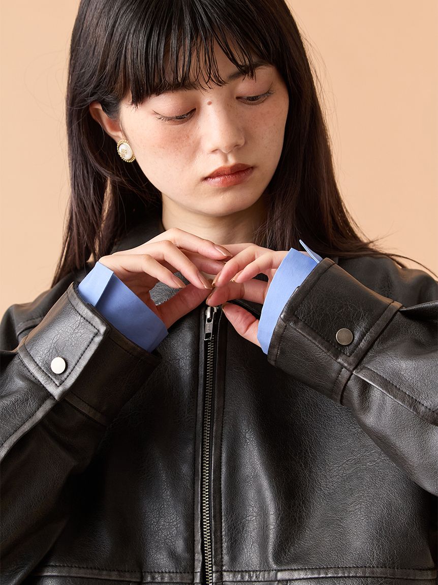 LILY BROWN リリーブラウン　ショート丈レザーブルゾン　ブラック LILY BROWN（リリーブラウン）の「ショート丈レザーブルゾン