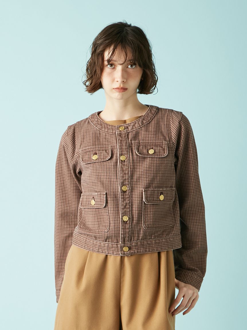 LILY BROWN⭐︎新品！半額以下！デニムジャケット、スカート　セットアップ！ ノーカラークラシカルデニムジャケット(ジャケット)｜アウター
