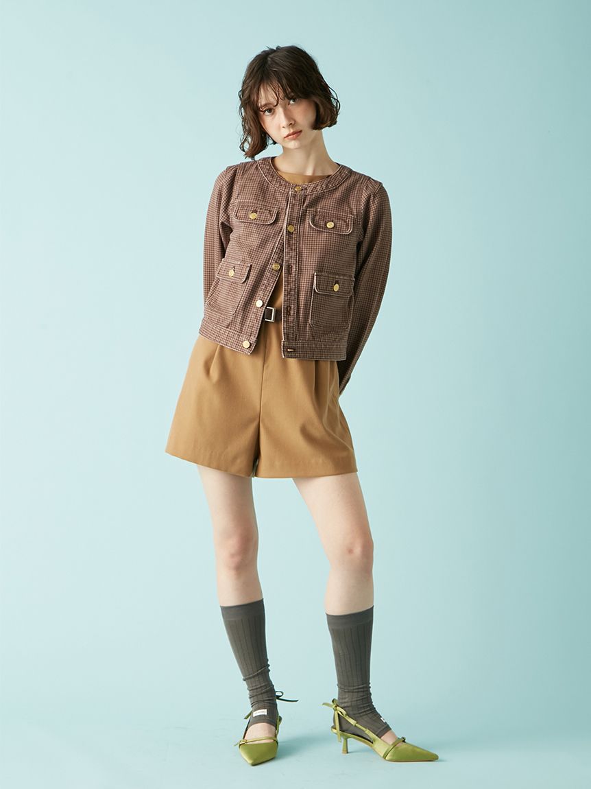 LILY BROWN⭐︎新品！半額以下！デニムジャケット、スカート　セットアップ！ ノーカラークラシカルデニムジャケット(ジャケット)｜アウター