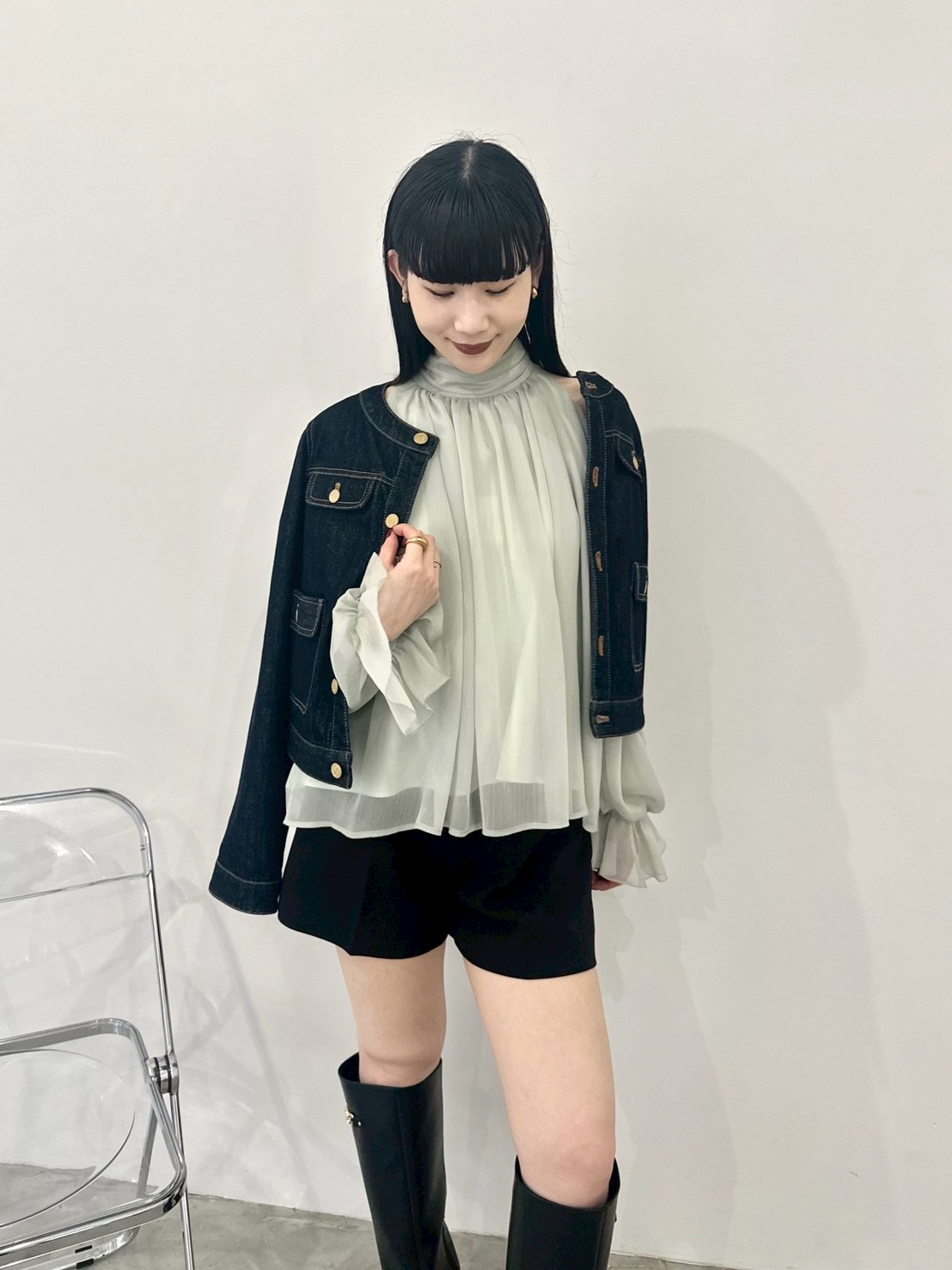 ノーカラークラシカルデニムジャケット(ジャケット)｜アウター｜LILY