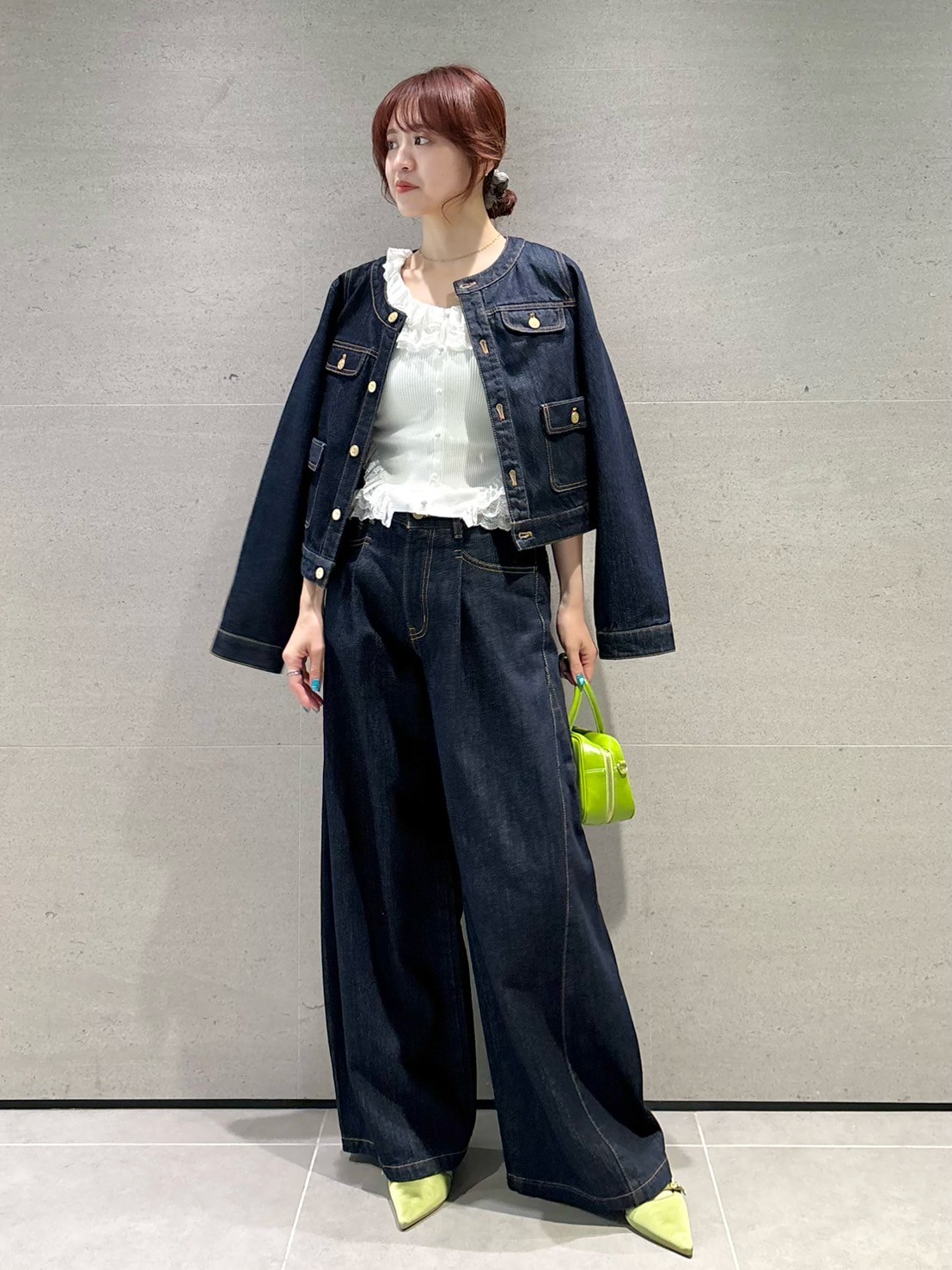 極美品✨レオナール ノーカラージャケットコート 宝石柄トリム 金ボタン LL相当 22 Octobre 美品/22オクトーブル 22OCTOBRE ジャケット 小さい