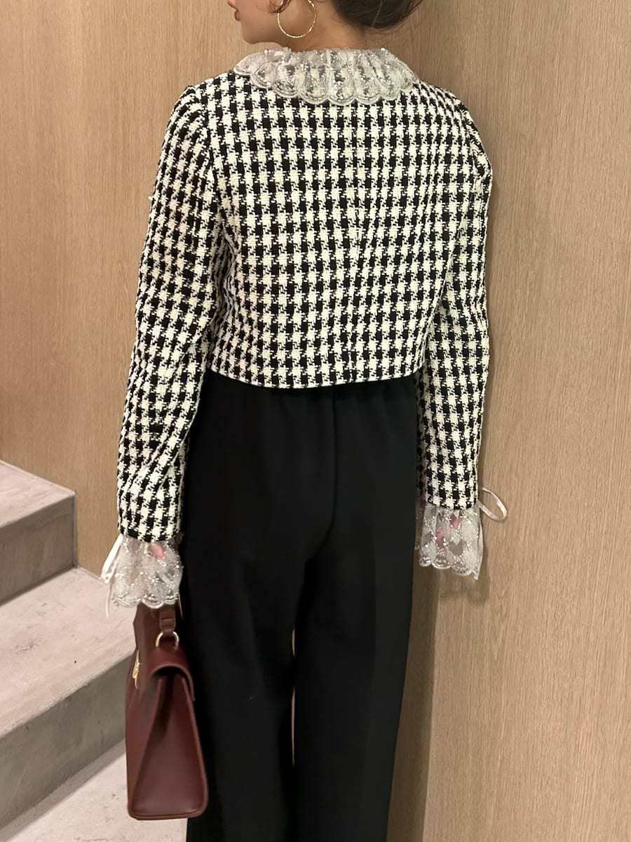 L.B CANDY STOCK]スカラップビジューアタッチドジャケット