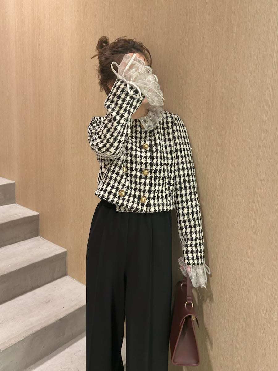 LILY BROWN スカラップビジューアタッチドジャケット Lily Brown （リリーブラウン)スカラップビジューアタッチド